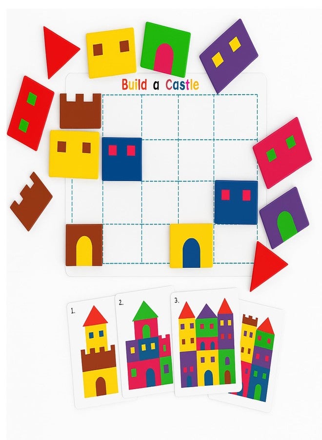 FUN FRY Build A Castle Puzzle Game for Kids | Montessori Velcro-Based Logic Toy | Educational Pattern Matching Board Game for Boys & Girls Age 3-7 Years - Image 1
